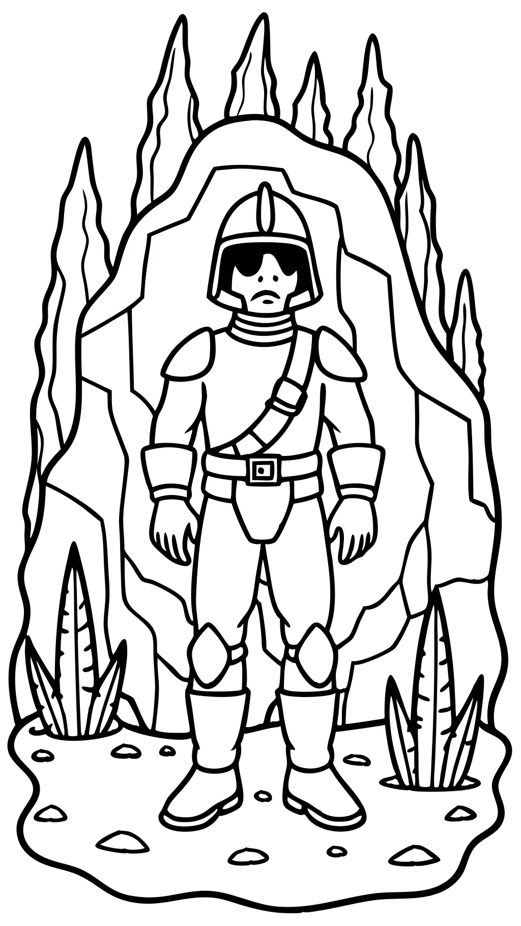 soldat à l’intérieur de la grotte coloriage